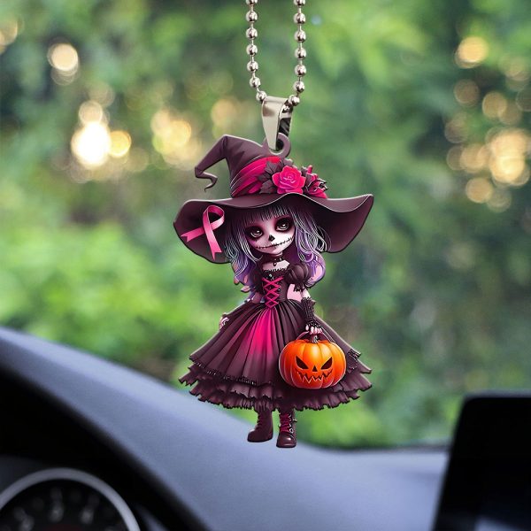 Breast Cancer Awareness x Sugar Skull Custom Shape 2-sided Acrylic Car Ornament - MAITM 8407