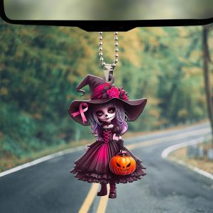 Breast Cancer Awareness x Sugar Skull Custom Shape 2-sided Acrylic Car Ornament - MAITM 8407