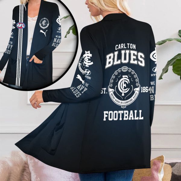 Carlton Football Club Women's Patch Pocket Cardigan - VANDH 3761