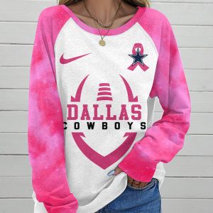 Dallas Cowboys x Breast Cancer Awareness Round Neck Raglan Sleeve Sweatshirt – MAITM 8391