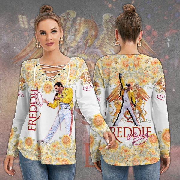 Freddie Mercury Women's Long Sleeve Neckline Tie Sweatshirt - MAITM 8603