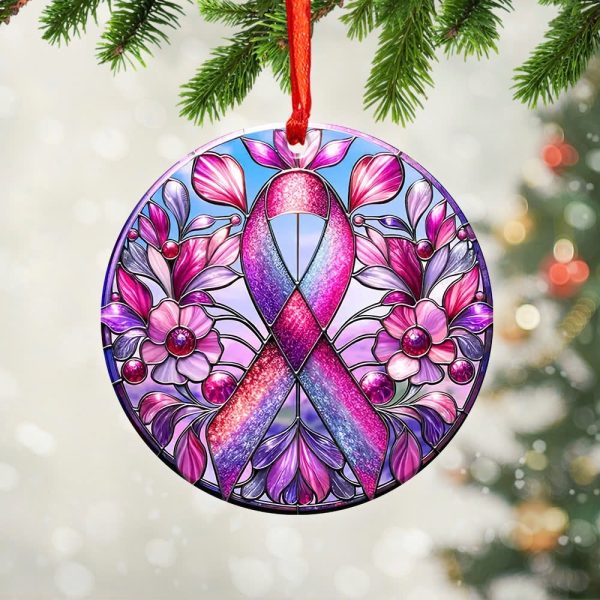 Breast Cancer Awareness Fixed Shape 2-sided Acrylic Ornament - GNE 1829