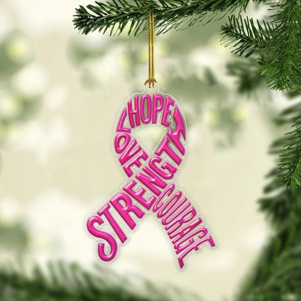 Breast Cancer Awareness Custom Shape Clear 1-sided Acrylic Ornament - GNE 1830