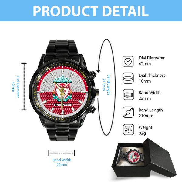 Personalized Liverpool Black Stainless Steel Watch - TANTN 8981