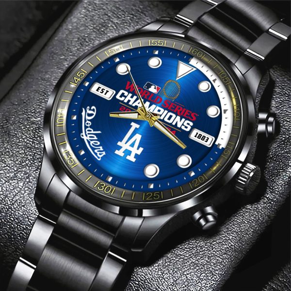 Los Angeles Dodgers Black Stainless Steel Watch - MAITM 8634