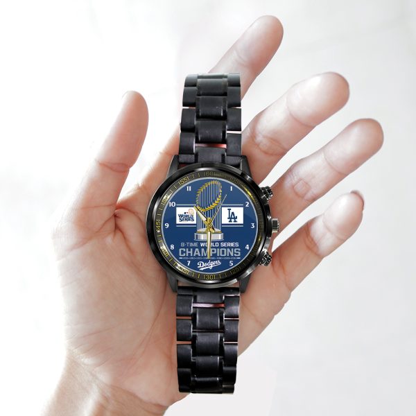 Los Angeles Dodgers Black Stainless Steel Watch - TANTN 9066