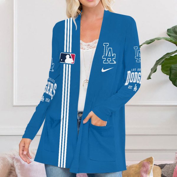 Los Angeles Dodgers Women's Patch Pocket Cardigan - VANDH 3775