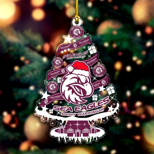 Manly Warringah Sea Eagles Custom Shape Clear 1-sided Acrylic Ornament - VANDH 3595