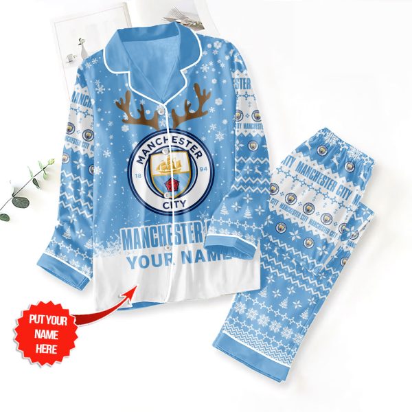 Personalized Manchester City Button Down Pajamas Set – TANTN 8849