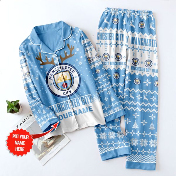 Personalized Manchester City Button Down Pajamas Set – TANTN 8849