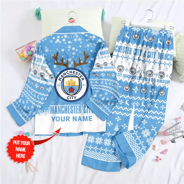 Personalized Manchester City Button Down Pajamas Set – TANTN 8849