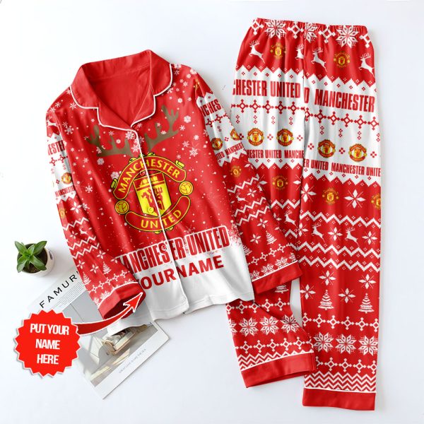 Personalized Manchester United Button Down Pajamas Set – TANTN 8847