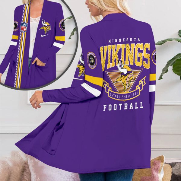 Minnesota Vikings Women's Patch Pocket Cardigan - TANTN 8889