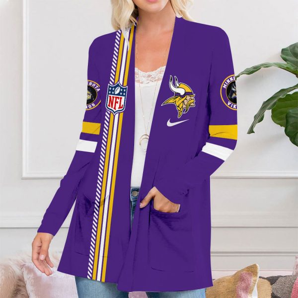 Minnesota Vikings Women's Patch Pocket Cardigan - TANTN 8889