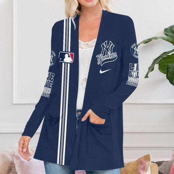 New York Yankees Women's Patch Pocket Cardigan - VANDH 3776