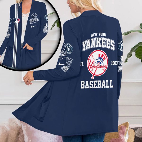 New York Yankees Women's Patch Pocket Cardigan - VANDH 3776