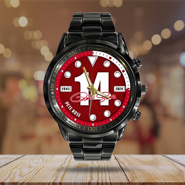 Pete Rose x Cincinnati Reds Black Stainless Steel Watch - HOATT 6621