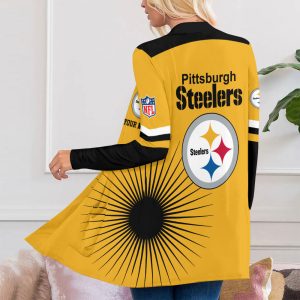 Personalized Pittsburgh Steelers Women's Patch Pocket Cardigan - MAITM 8507