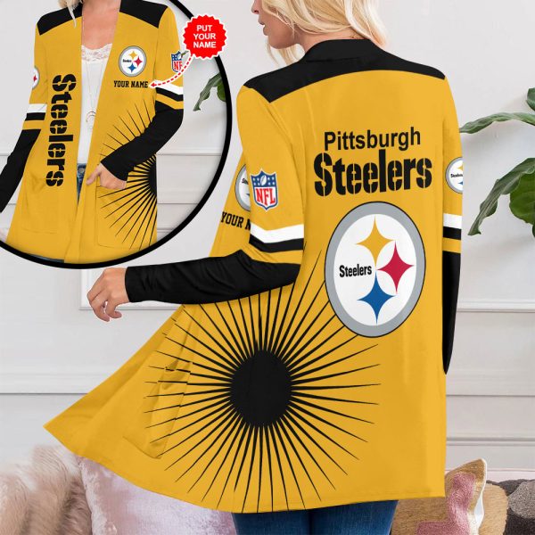 Personalized Pittsburgh Steelers Women's Patch Pocket Cardigan - MAITM 8507