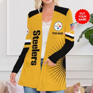 Personalized Pittsburgh Steelers Women's Patch Pocket Cardigan - MAITM 8507