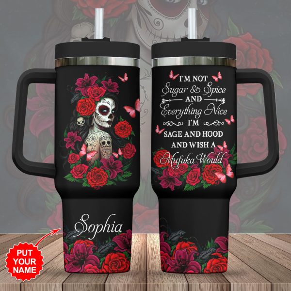 Personalized Sugar Skull 40oz Stanley Tumbler - VANDH 3686