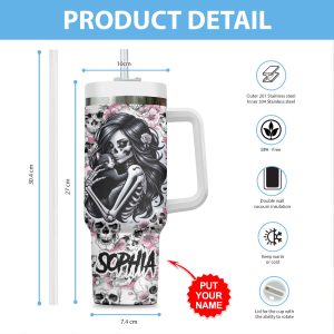 Personalized Sugar Skull 40oz Stanley Tumbler - VANDH 3722