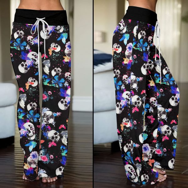 Sugar Skull High-Waisted Straight-Leg Trousers - VANDH 3727