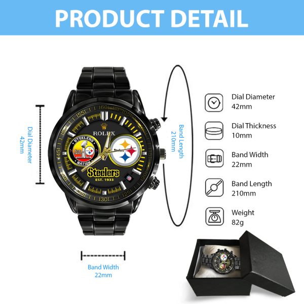 Pittsburgh Steelers x Rolex Black Stainless Steel Watch - MAITM 8675