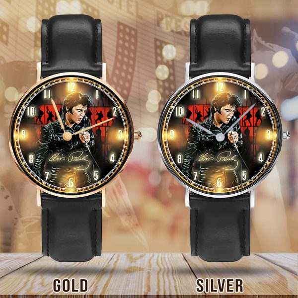 Elvis Presley Black Stitched Leather Watch - MAITM 8689