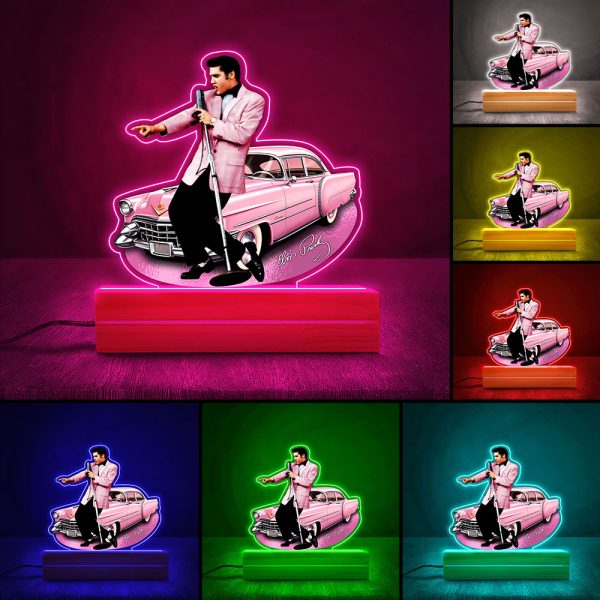 Elvis Presley Led Light with Wooden Base (7 Colors) - HOATT 7145