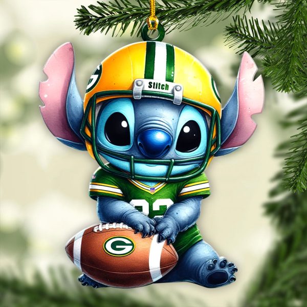 Green Bay Packers x Stitch Custom Shape 2-sided Acrylic Ornament - VANDH 3991