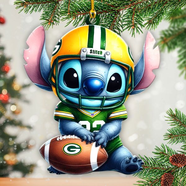 Green Bay Packers x Stitch Custom Shape 2-sided Acrylic Ornament - VANDH 3991