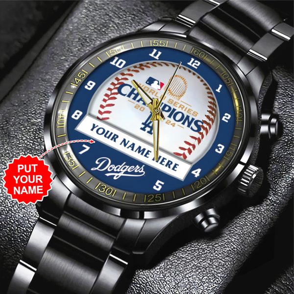 Personalized Los Angeles Dodgers Black Stainless Steel Watch - TANTN 9068