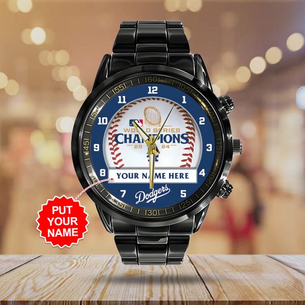 Personalized Los Angeles Dodgers Black Stainless Steel Watch - TANTN 9068