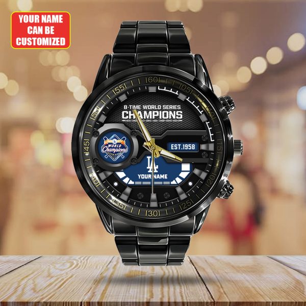 Personalized Los Angeles Dodgers Black Stainless Steel Watch - TANTN 9278