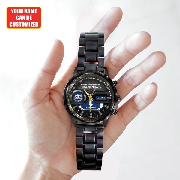 Personalized Los Angeles Dodgers Black Stainless Steel Watch - TANTN 9278