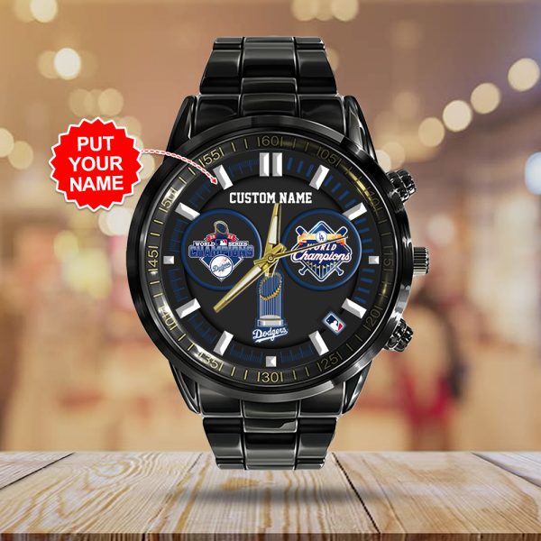 Personalized Los Angeles Dodgers Black Stainless Steel Watch - TANTN 9280