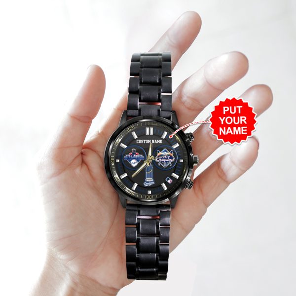 Personalized Los Angeles Dodgers Black Stainless Steel Watch - TANTN 9280