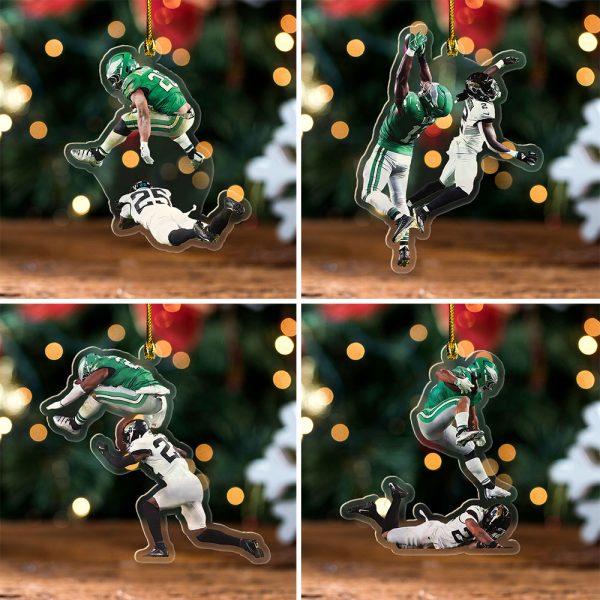 4PCS Philadelphia Eagles Custom Shape Clear 1-Sided Acrylic Ornament - TANTN 9561