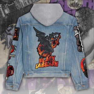 Black Sabbath Women's Denim Hood Jacket - ANHNV 5728