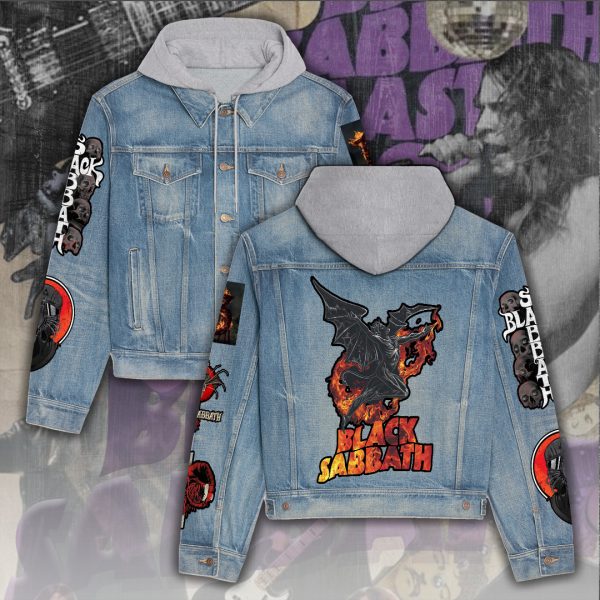 Black Sabbath Women's Denim Hood Jacket - ANHNV 5728