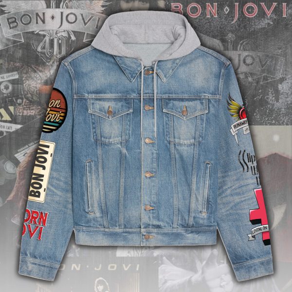 Bon Jovi Women's Denim Hood Jacket - ANHNV 5745