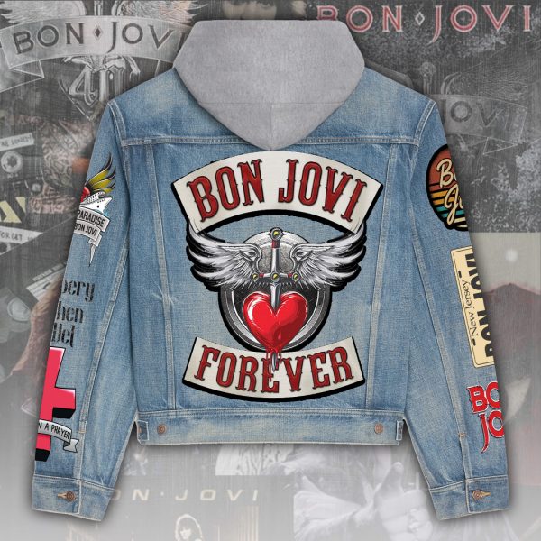 Bon Jovi Women's Denim Hood Jacket - ANHNV 5745