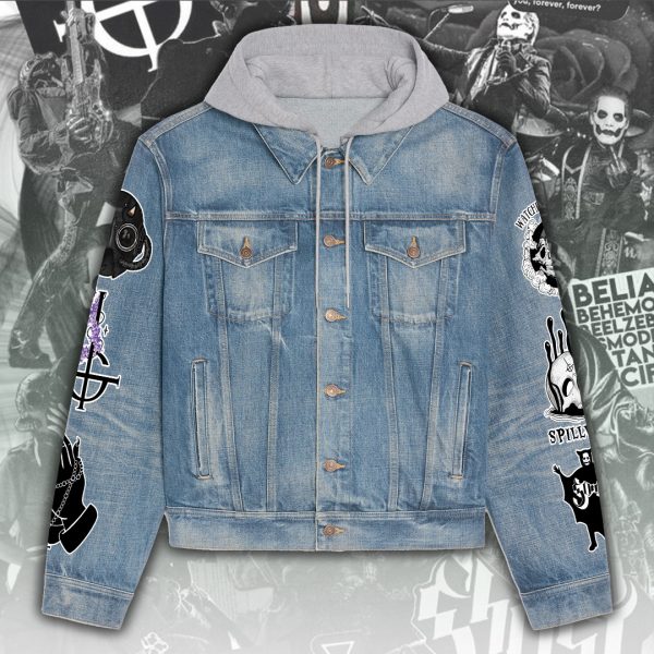 Ghost Band Women's Denim Hood Jacket - ANHNV 5751