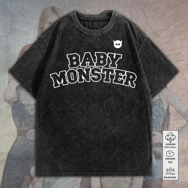 Babymonster 2D Acid Washed Cotton Shirt - TANTN 9909