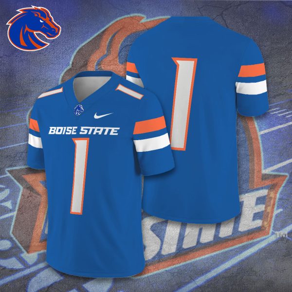 Boise State Broncos Football 3D Football Jersey w. Collar Logo - TANTN 10023