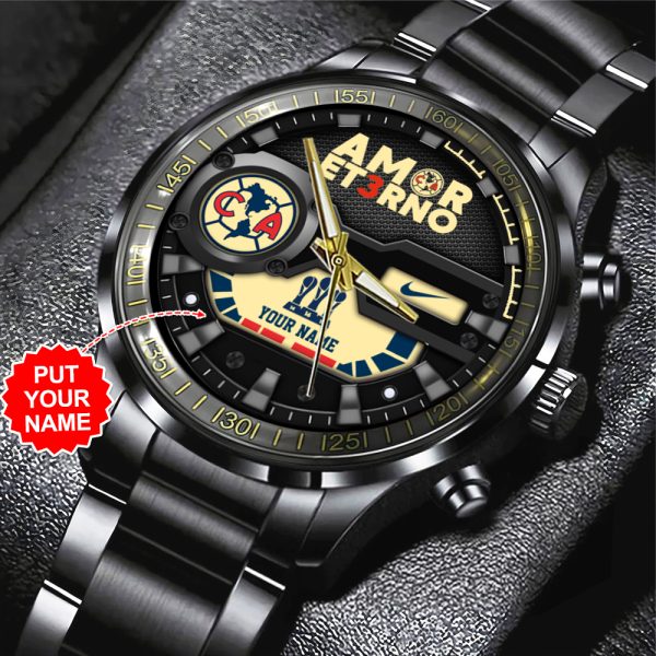 Personalized Club América Black Stainless Steel Watch - TANTN 10042