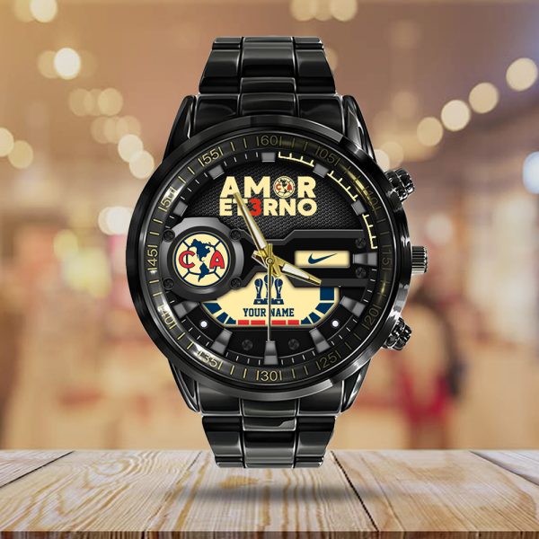 Personalized Club América Black Stainless Steel Watch - TANTN 10042