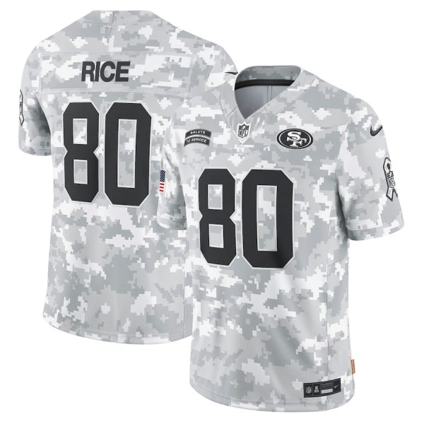 Men's San Francisco 49ers Jerry Rice Nike Arctic Camo 2024 Salute to Service Retired Player Limited Jersey - GNE DROP273