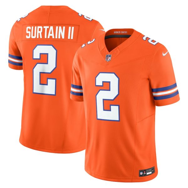 Men's Denver Broncos Patrick Surtain II Nike Orange Alternate Mile High Collection 1977 Throwback Vapor F.U.S.E. Limited Jersey - GNE DROP316